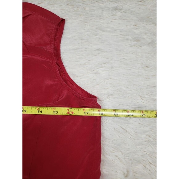 Nipon Studio Women's Top 100% Silk Sleeveless Button Front High Neck Red Sz 6 - Picture 6 of 6